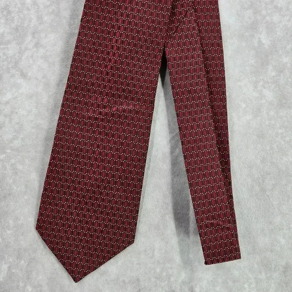 Jones‎ New York Red Blue White Geometric Dots 100% Silk Men's Neck Tie NWOT